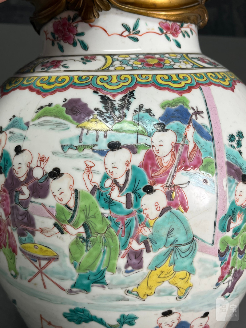 清雍正  粉彩“百子嬉春”图大罐 - 图10